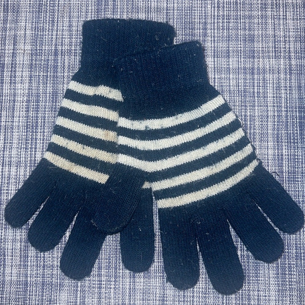 🚫♻️Blue and Gray Knit Gloves